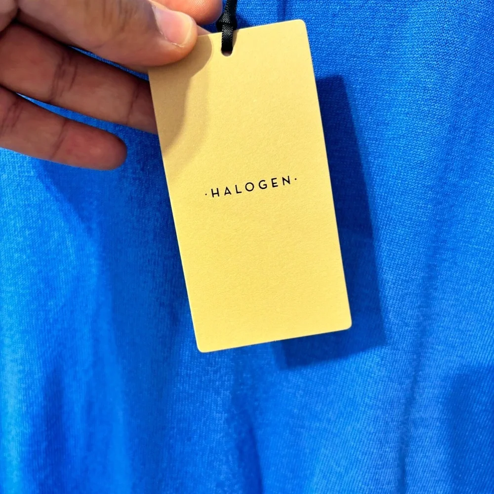 Halogen Womens‎ XXL V-Neck Short Sleeve Sweater Blue Camp Cotton Blend Lagenlook
